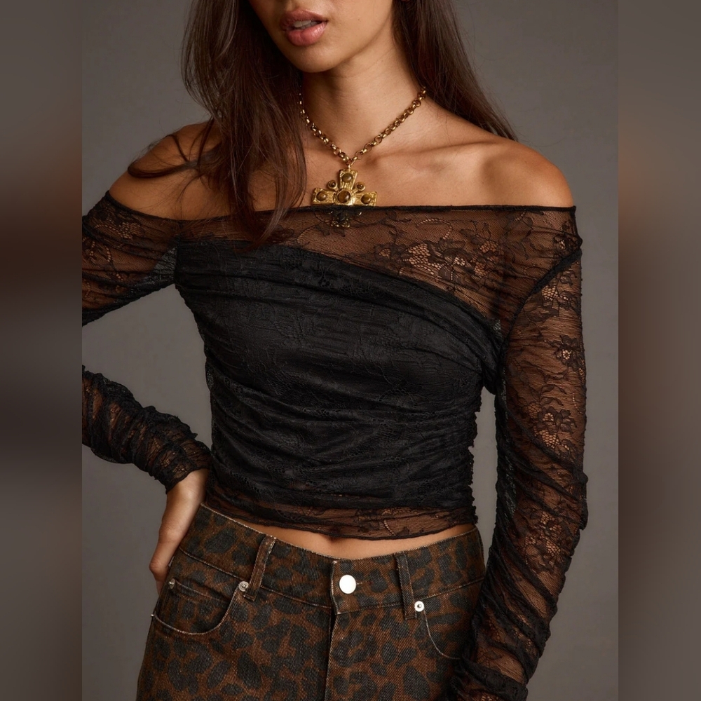 Ramona Black Lace Off The Shoulder Top